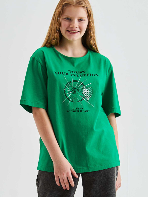 43037 Джемпер (футболка)  для девочек T147.03 зеленый