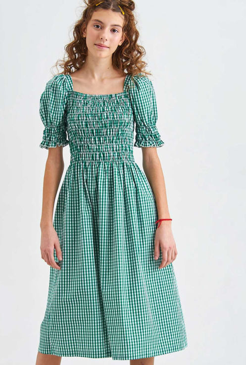 43230 Платье для девочек D649.11 зеленыйклетка