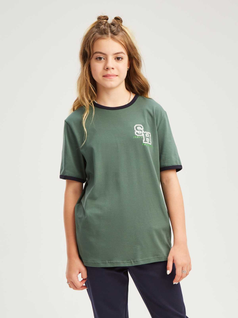 33239 Джемпер(футболка) для девочек T663.01 пыльно-зеленый