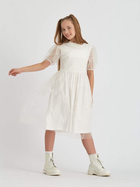 42091 Платье для девочек D647.02 молочный