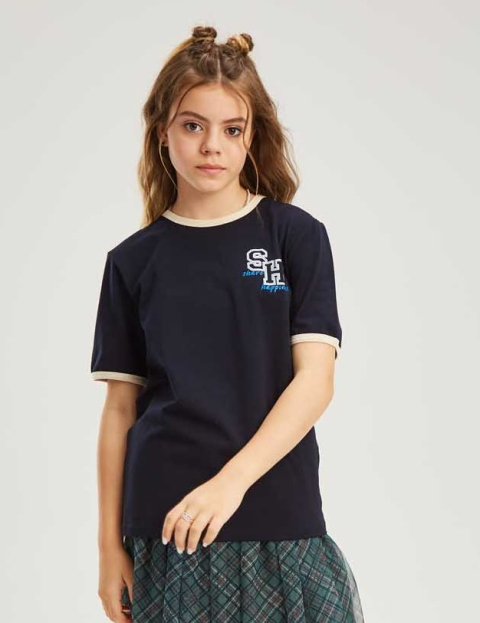 33241 Джемпер(футболка) для девочек T663.03 темно-синий