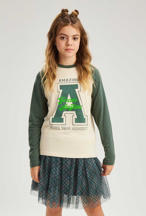 33236 Джемпер(футболка) для девочек T658.01 пыльно-зеленый