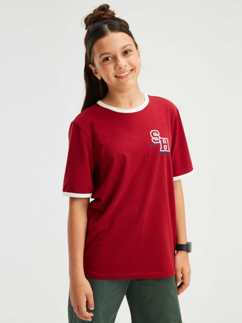 33240 Джемпер(футболка) для девочек T663.02 бордовый