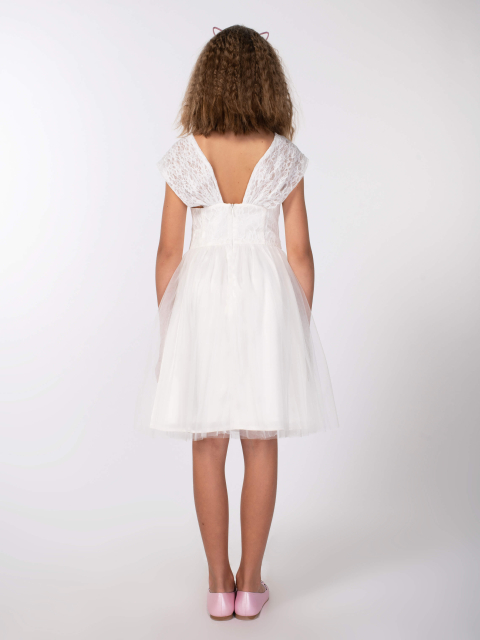 29027  Платье с короткими рукавами  D154.02 Молочный